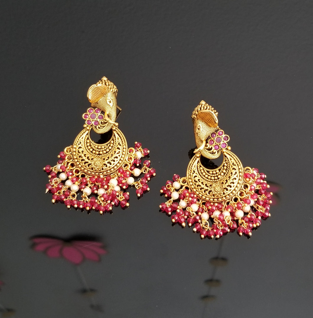 Reserved For Hrushmita Antique Temple Earring With Gold Plating FL32