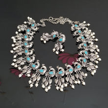 Load image into Gallery viewer, Reserved For Likhita Palavali Indo Western Peacock Necklace With Oxidised Plating FL13