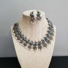 Load image into Gallery viewer, Reserved For Likhita Palavali Indo Western Peacock Necklace With Oxidised Plating FL13