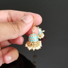 Load image into Gallery viewer, Reserved For Sowjanya Indo Western Jhumkis With Gold Plating 9591