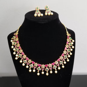Reserved For Maha Lakshmi Cz South Indian Necklace With Gold Plating 2824