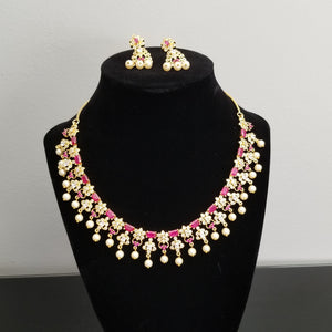 Cz South Indian Necklace With Gold Plating 2824