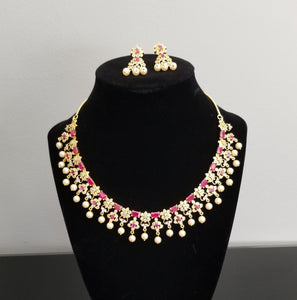 Cz South Indian Necklace With Gold Plating 2824