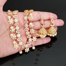 Load image into Gallery viewer, Reserved For Sowjanya Cz South Indian Necklace With Gold Plating