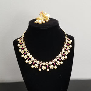 Reserved For Sowjanya Cz South Indian Necklace With Gold Plating