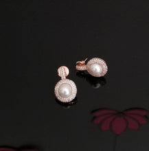 Load image into Gallery viewer, Humaira and Divya Mandava Cz Short Earring With Rose Gold Plating 3412 HL5