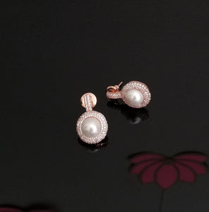 Humaira and Divya Mandava Cz Short Earring With Rose Gold Plating 3412 HL5