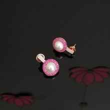 Load image into Gallery viewer, Cz Short Earring With Rose Gold Plating 3412