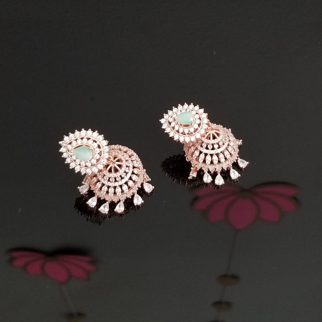 Reserved For Amulya Cz Changeable Stone Earring With Rose Gold Plating 4266