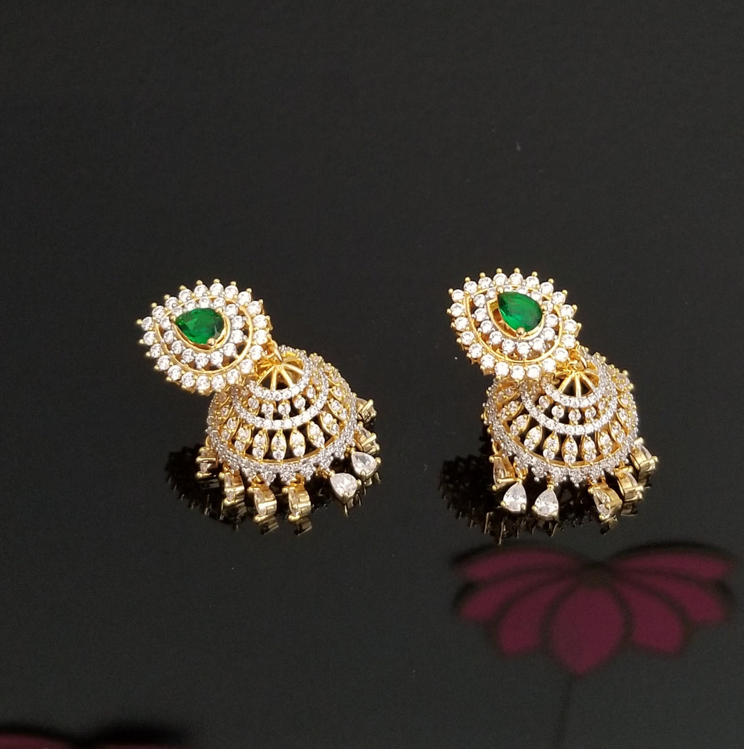 Reserved For Tatineni Sindhu Cz Changeable Stone Earring With Gold Plating 4266