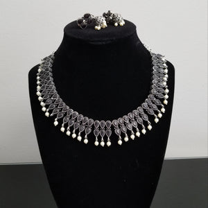 Reserved For Shravani Indo Western Delicate Necklace With Oxidised Plating 1685