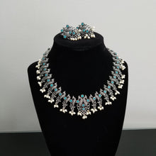 Load image into Gallery viewer, Indo Western Peacock Necklace With Oxidised Plating 2682
