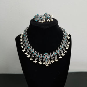 Indo Western Peacock Necklace With Oxidised Plating 2682