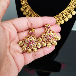 Antique Temple Necklace With Matte Gold Plating 7445