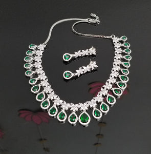 Reserved For Sweta Reddy Cz Classic Necklace With Rhodium Plating 4034