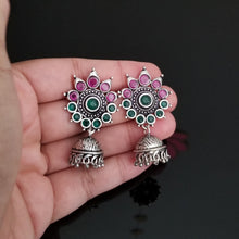 Load image into Gallery viewer, Reserved For Sowjanya Indo Western Jhumkis With Oxidised Plating AG4
