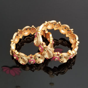 Reserved for Harini Antique Openable Bangles With Matte Gold Plating AD33