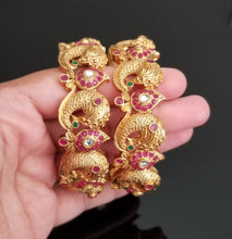 Load image into Gallery viewer, Reserved for Harini Antique Openable Bangles With Matte Gold Plating AD33