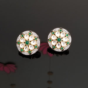 Reserved For K Monica Reddy Kundan studs with victorian polish AD22