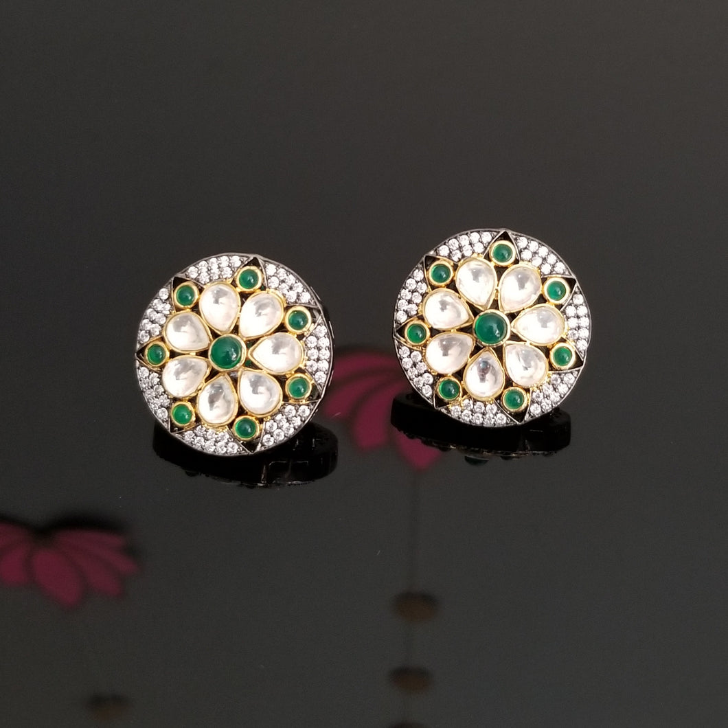 Reserved For K Monica Reddy Kundan studs with victorian polish AD22