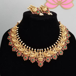 Traditional Temple Design Necklace Set AD44