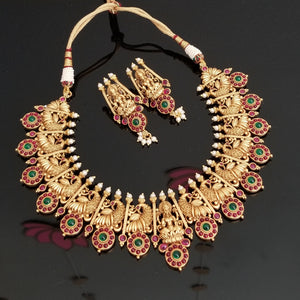 Traditional Temple Design Necklace Set AD44