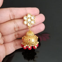 Load image into Gallery viewer, Reserved For Prathyusha  G Fusion Style Kundan Jhumkas AD29