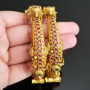 Antique Openable Bangles With Matte Gold Plating