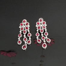 Load image into Gallery viewer, Reserved For Amulya Yelamanchili American Diamond Earrings With White Finish