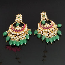 Load image into Gallery viewer, Reserved For Suchitra M Kundan Chandbalis With Bead Drops
