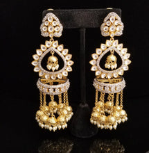 Load image into Gallery viewer, Kundan Statement Earrings With Tassel Jhumkas