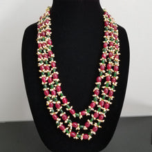 Load image into Gallery viewer, Reserved For Aparna Beads Three Layer Maala With Pearl Drops