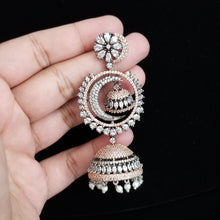 Load image into Gallery viewer, Reserved For Meena Ravi V Long American Diamond Statement Jhumkas