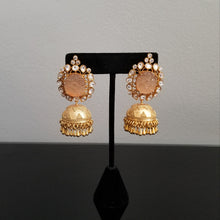 Load image into Gallery viewer, Fusion Style Jhumkas With Carved Stone SB29 Peach