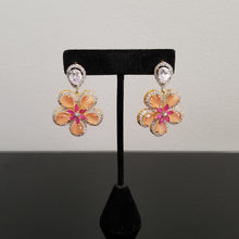 Load image into Gallery viewer, Reserved For Prathyusha G American diamond flower earrings with gold finish