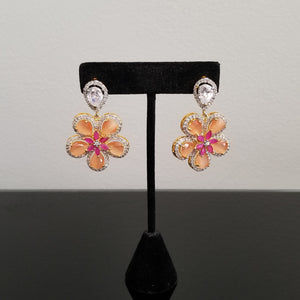 Reserved For Prathyusha G American diamond flower earrings with gold finish