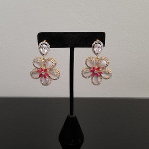 Reserved For Samyu Mannava American diamond flower earrings with gold finish