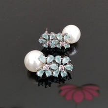 Load image into Gallery viewer, Reserved For Indira and Tanu American diamond flower studs with victorian finish