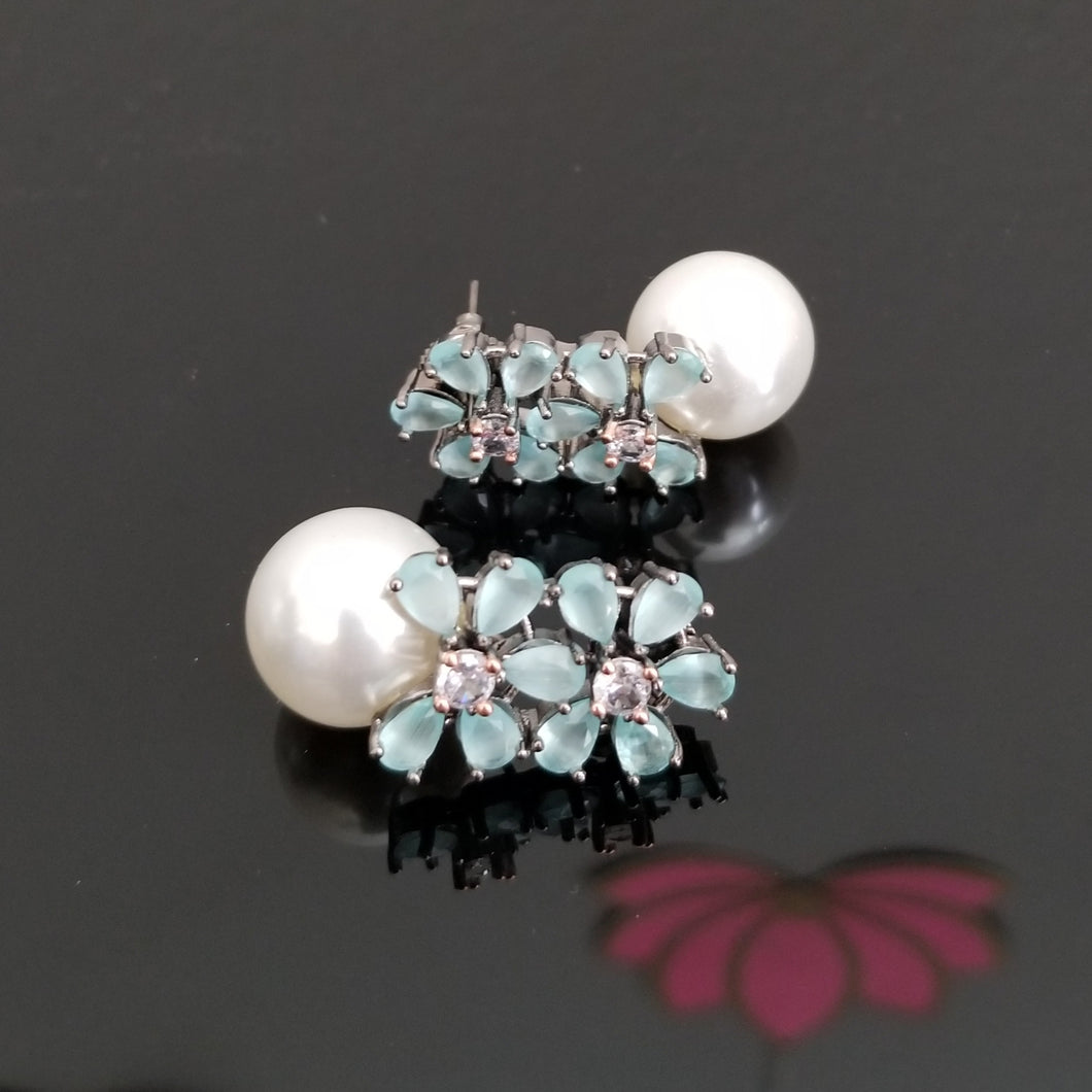 Reserved For Indira and Tanu American diamond flower studs with victorian finish