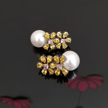 Load image into Gallery viewer, American diamond flower studs with victorian finish