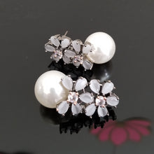 Load image into Gallery viewer, RESERVED FOR DELI American diamond flower studs with victorian finish