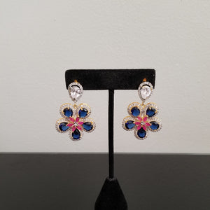 Reserved For Harika American diamond flower earrings with gold finish