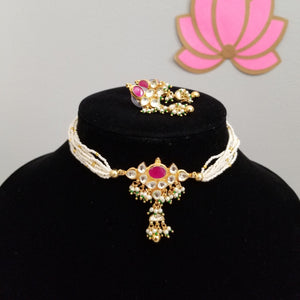 Reserved For Dhami, Meena Ravi V and Swathi Reddy K Hard Gold Plated Pachi Kundan Pearl Choker Set