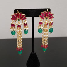 Load image into Gallery viewer, Kundan Lotus Tassel Earrings