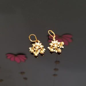 Reserved For Prasanna D and Indira D Lotus Design Kundan Hook Earrings