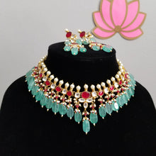 Load image into Gallery viewer, Reserved For Leela Sravani Kundan Necklace Set With Pastel Beads