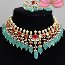 Load image into Gallery viewer, Reserved For Leela Sravani Kundan Necklace Set With Pastel Beads