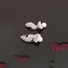 Load image into Gallery viewer, Reserved For Sadhana Reddy Cz Jhumkis With Rhodium Plating