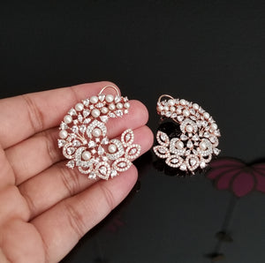 American Diamond Studs With Rose gold Finish