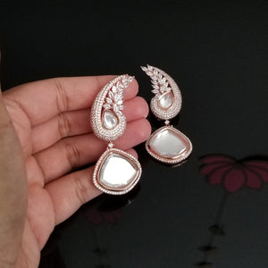 American Diamond Earrings With Rose Gold Finish